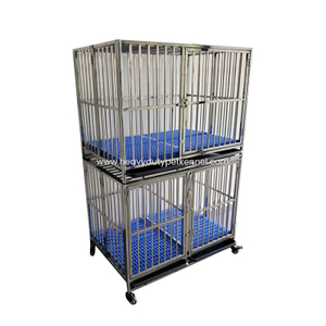 Double-layer Stainless Steel Dog Cage with Running Bed