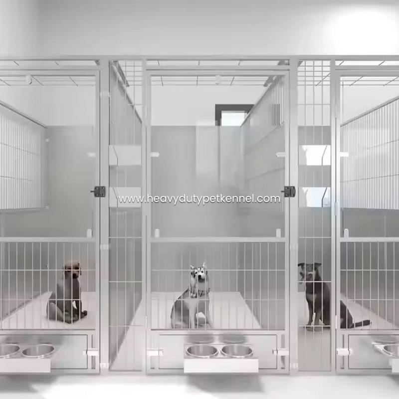 Medium Ventilated Divided Stainless Kennel