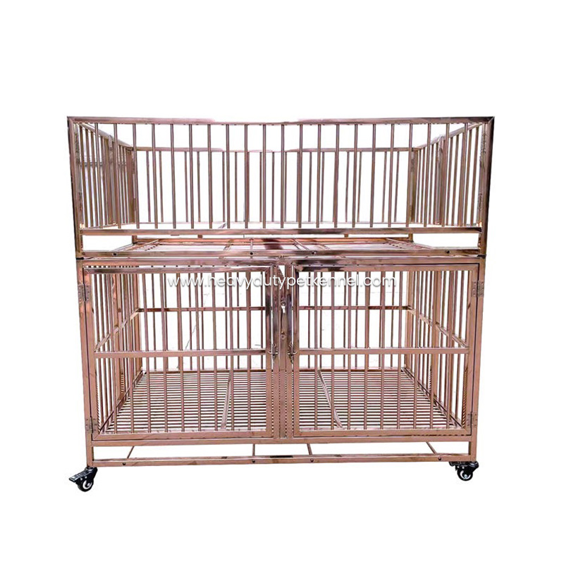 Double-layer Stainless Steel Dog Cage with Running Bed